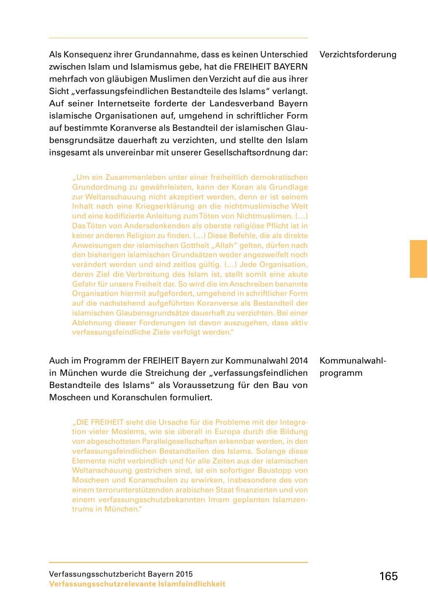 Seite 167 des Verfassungsschutzbericht 2015 Bayern