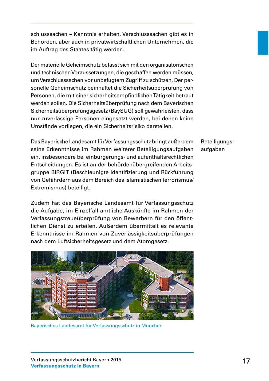 Seite 19 des Verfassungsschutzbericht 2015 Bayern
