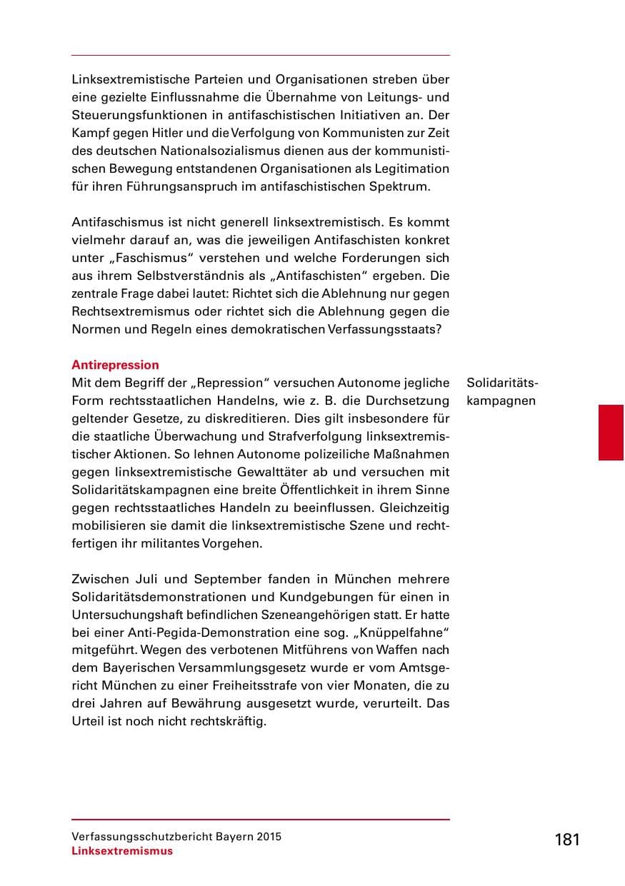 Seite 183 des Verfassungsschutzbericht 2015 Bayern