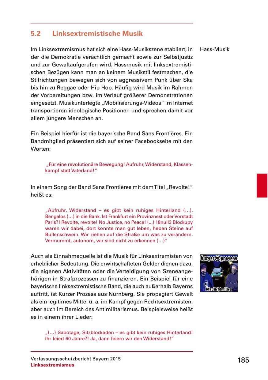 Seite 187 des Verfassungsschutzbericht 2015 Bayern