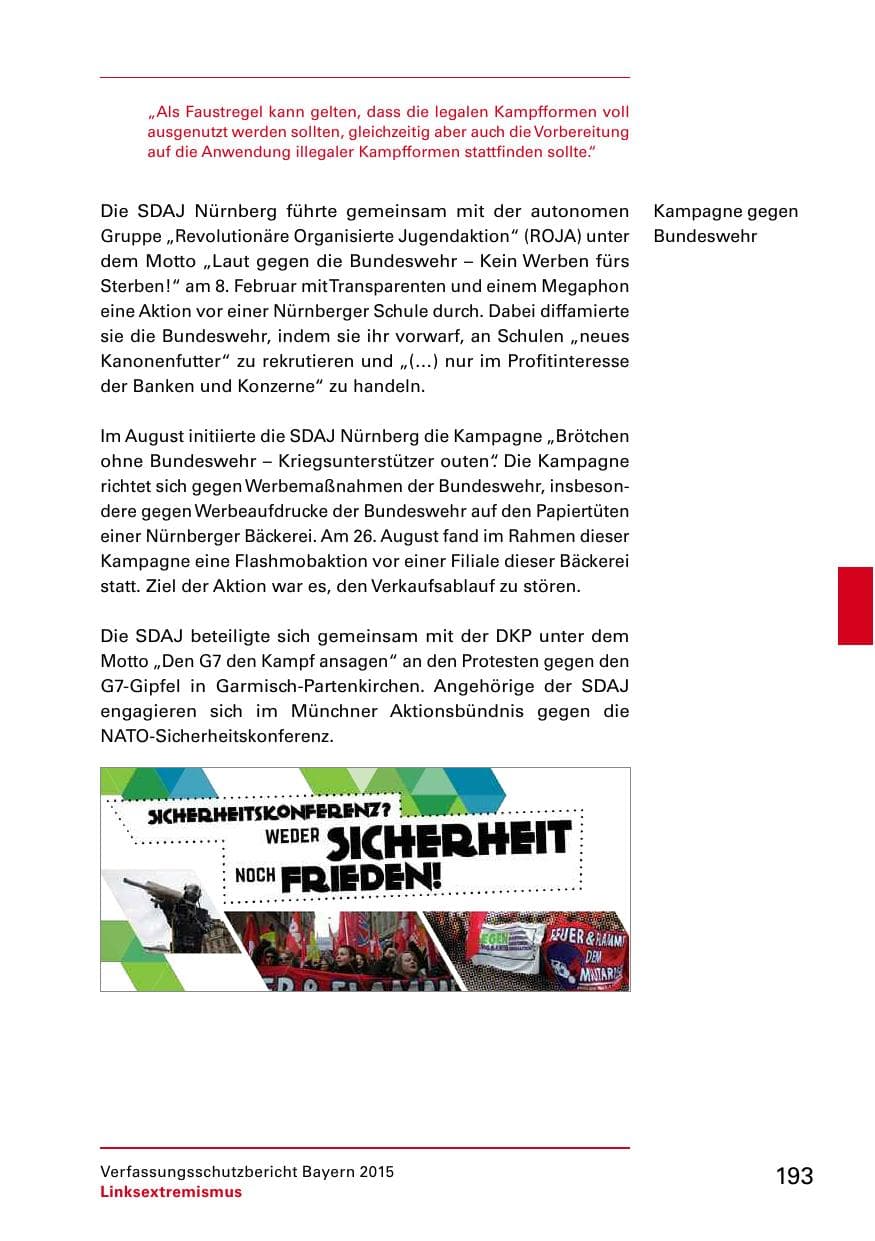 Seite 195 des Verfassungsschutzbericht 2015 Bayern