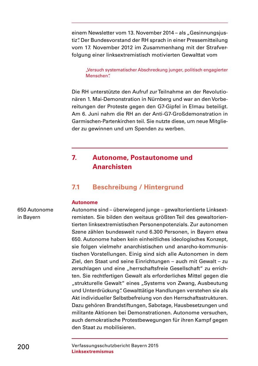 Seite 202 des Verfassungsschutzbericht 2015 Bayern