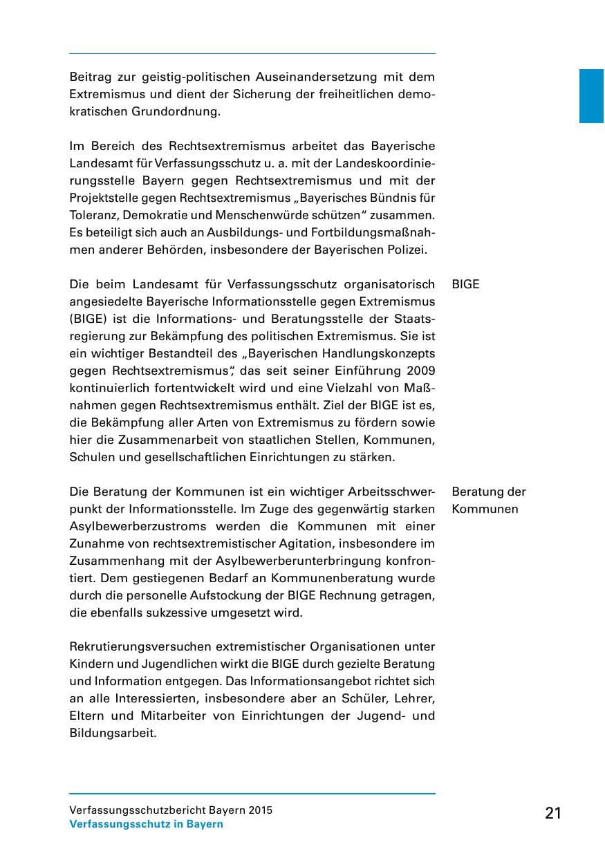 Seite 23 des Verfassungsschutzbericht 2015 Bayern