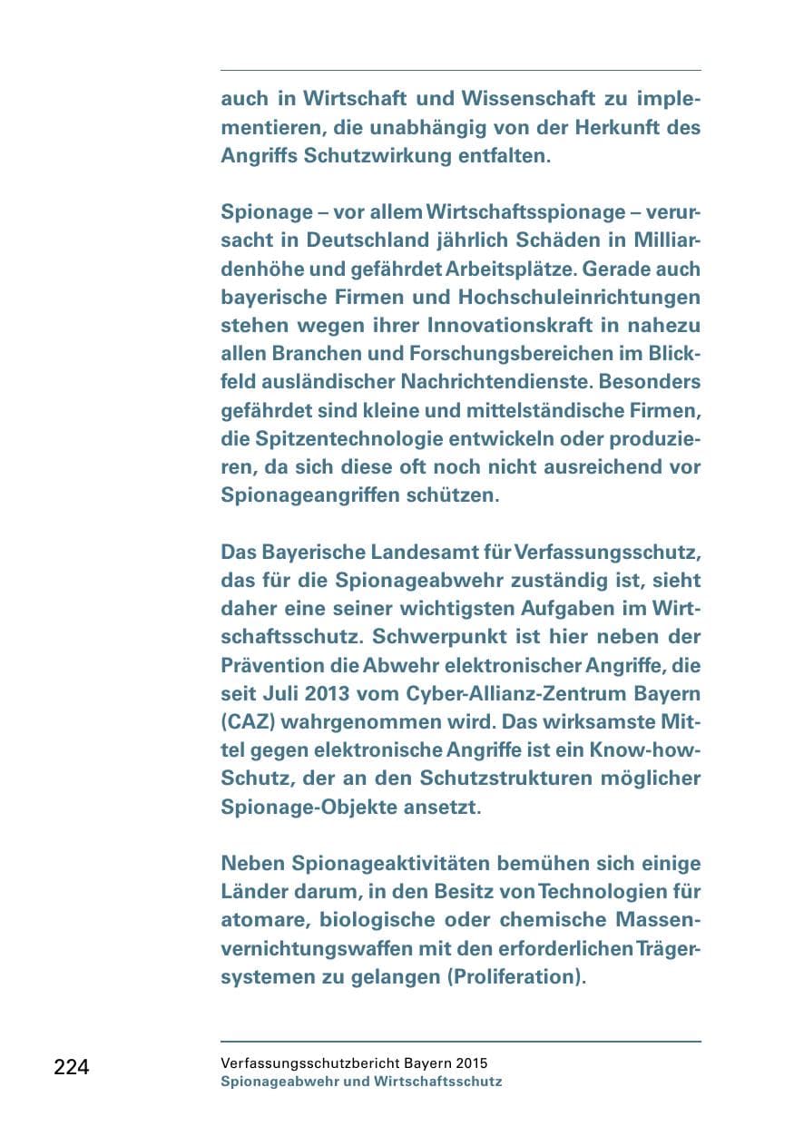 Seite 226 des Verfassungsschutzbericht 2015 Bayern
