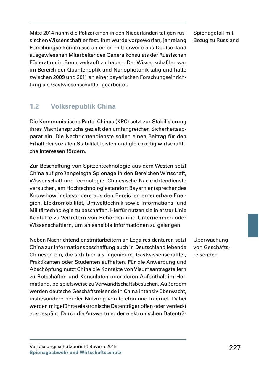 Seite 229 des Verfassungsschutzbericht 2015 Bayern