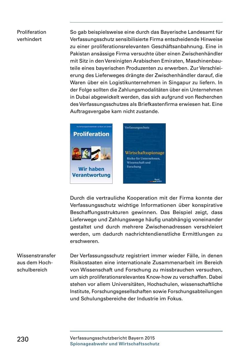 Seite 232 des Verfassungsschutzbericht 2015 Bayern