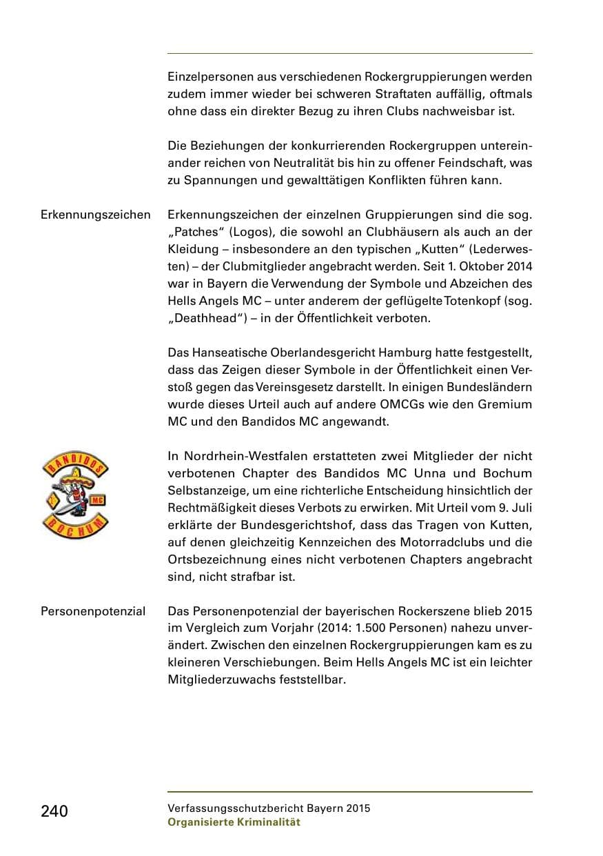 Seite 242 des Verfassungsschutzbericht 2015 Bayern