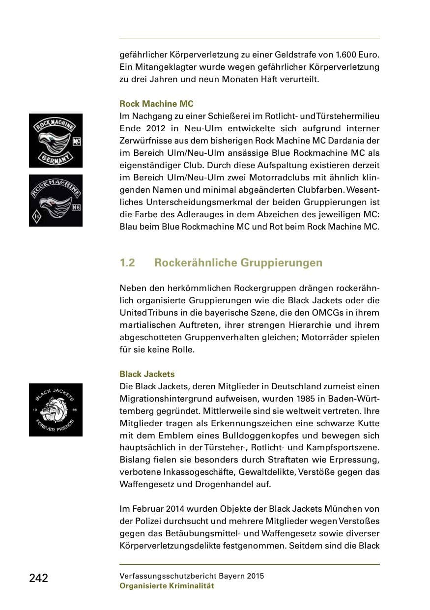Seite 244 des Verfassungsschutzbericht 2015 Bayern