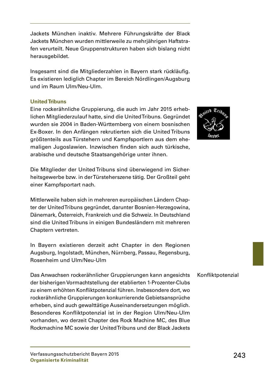 Seite 245 des Verfassungsschutzbericht 2015 Bayern