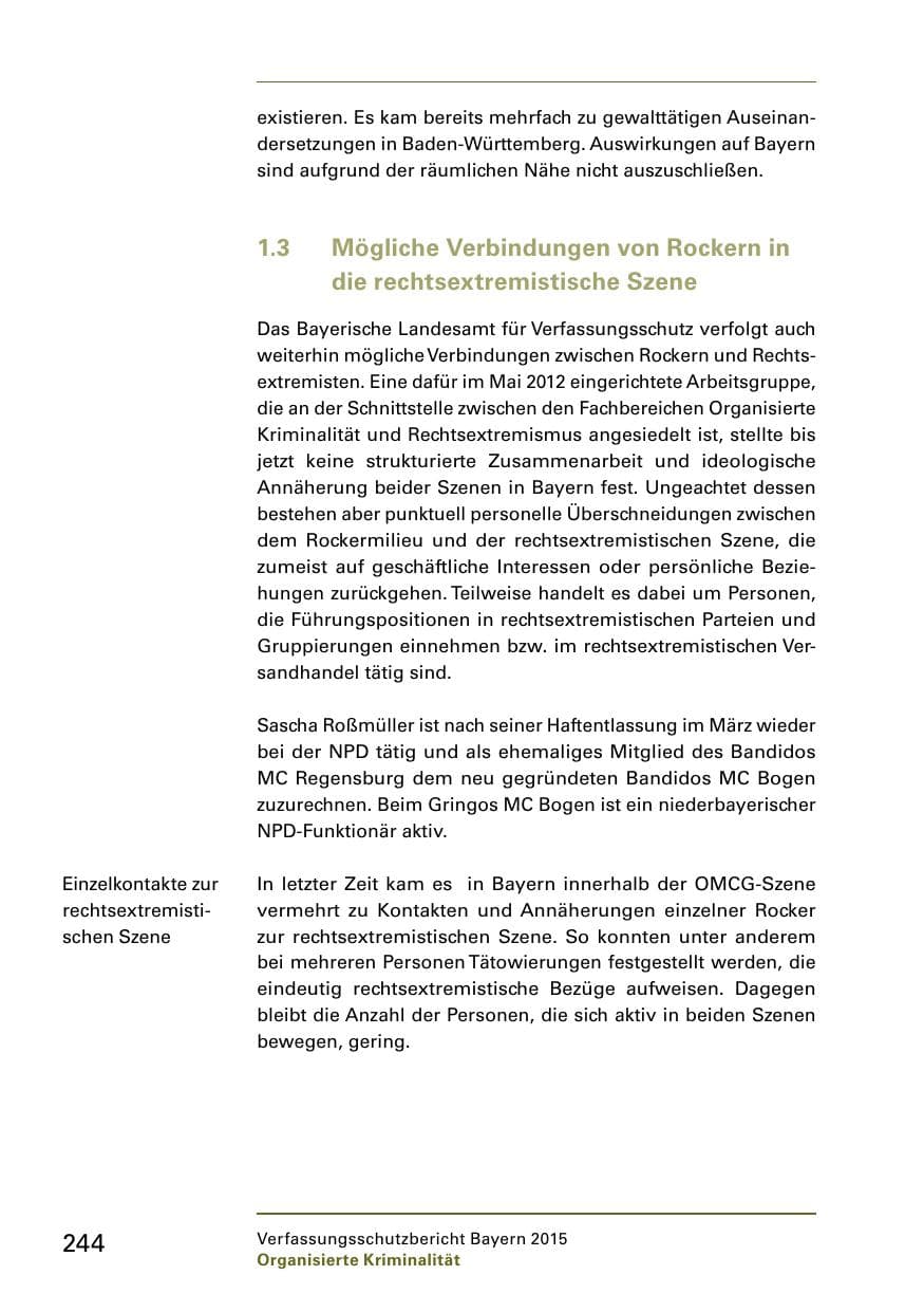 Seite 246 des Verfassungsschutzbericht 2015 Bayern