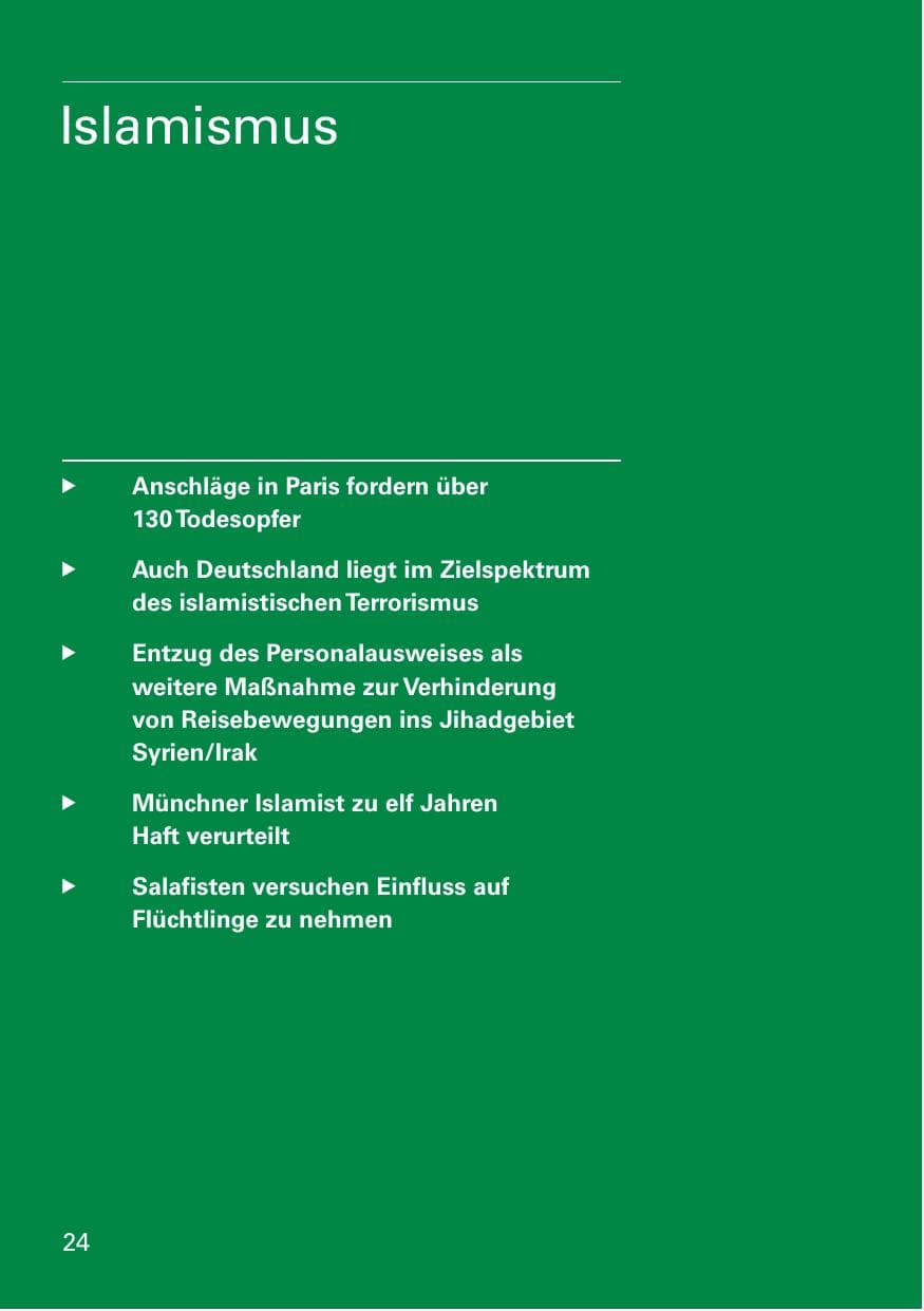 Seite 26 des Verfassungsschutzbericht 2015 Bayern