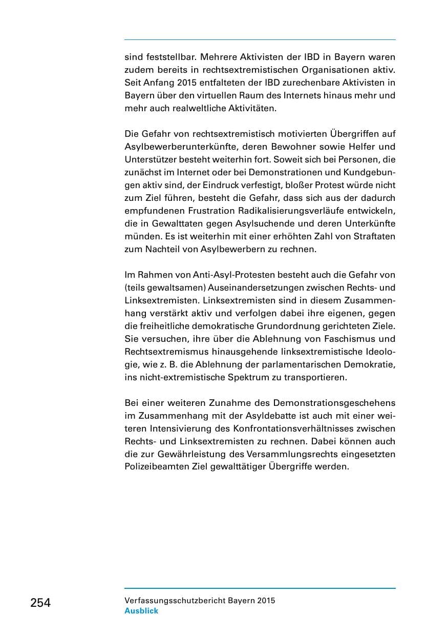Seite 256 des Verfassungsschutzbericht 2015 Bayern