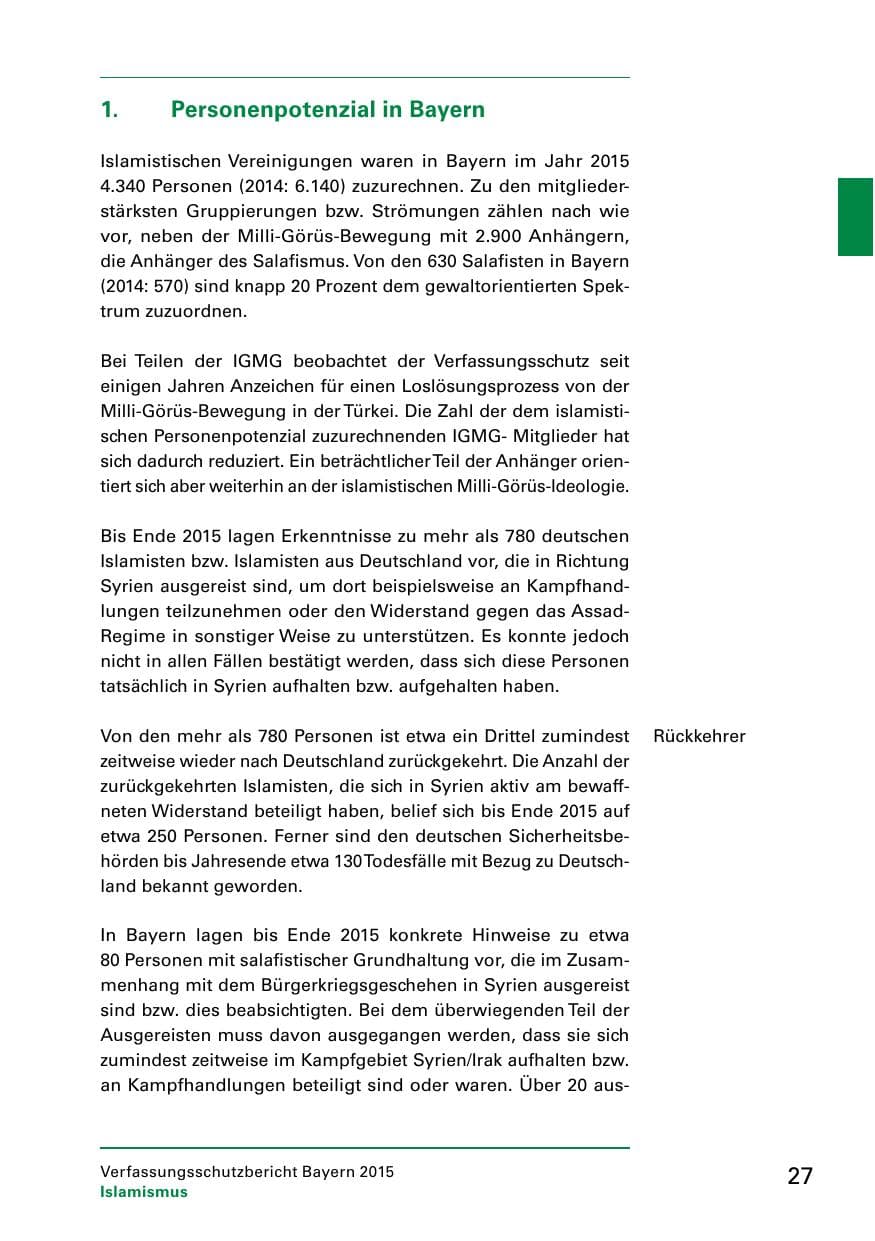 Seite 29 des Verfassungsschutzbericht 2015 Bayern