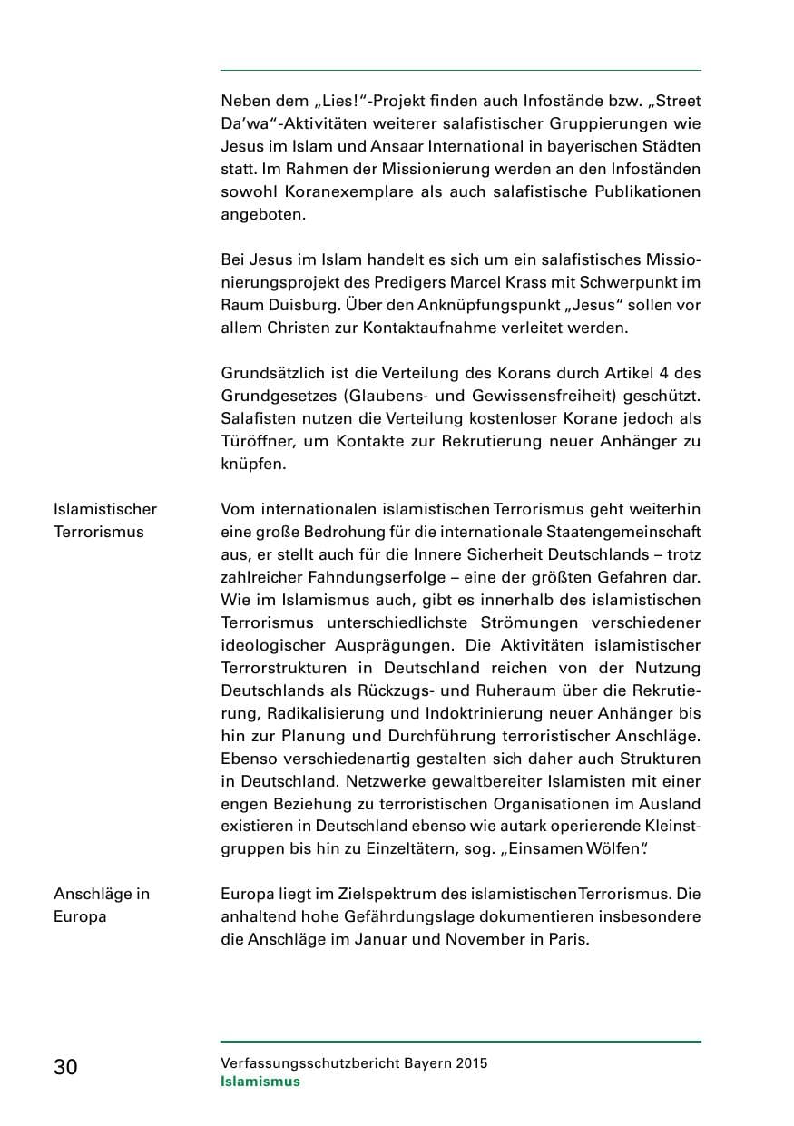 Seite 32 des Verfassungsschutzbericht 2015 Bayern
