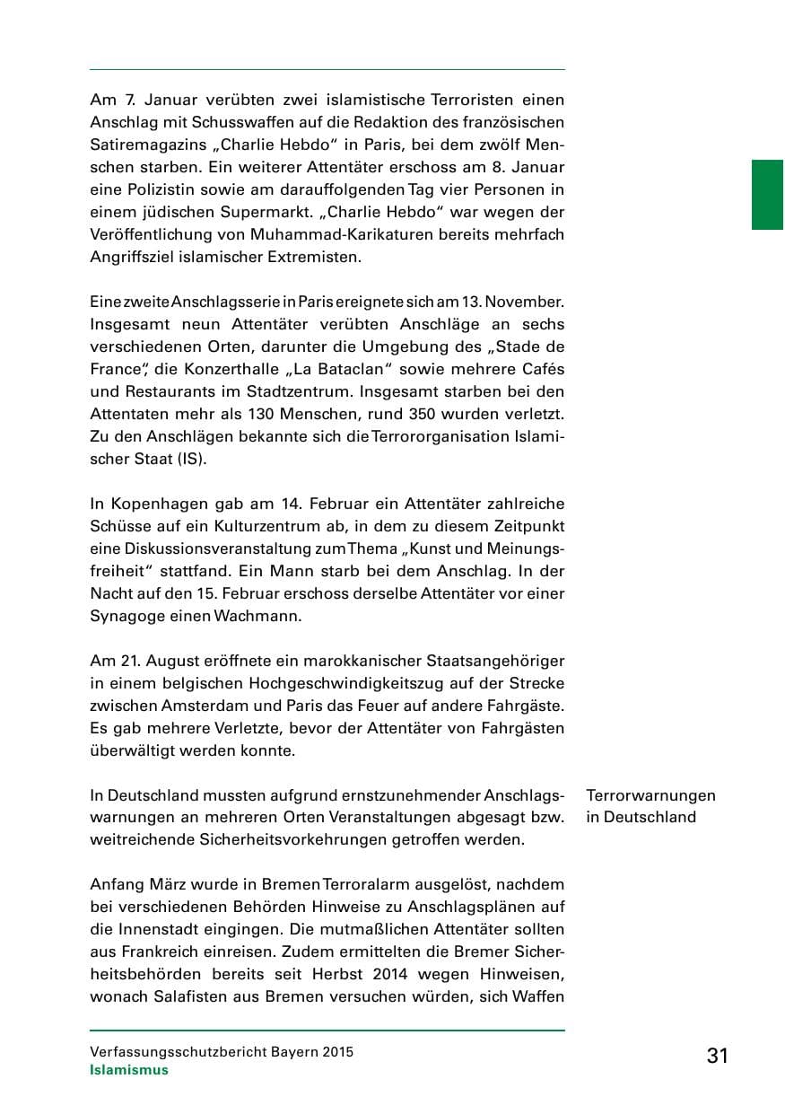 Seite 33 des Verfassungsschutzbericht 2015 Bayern