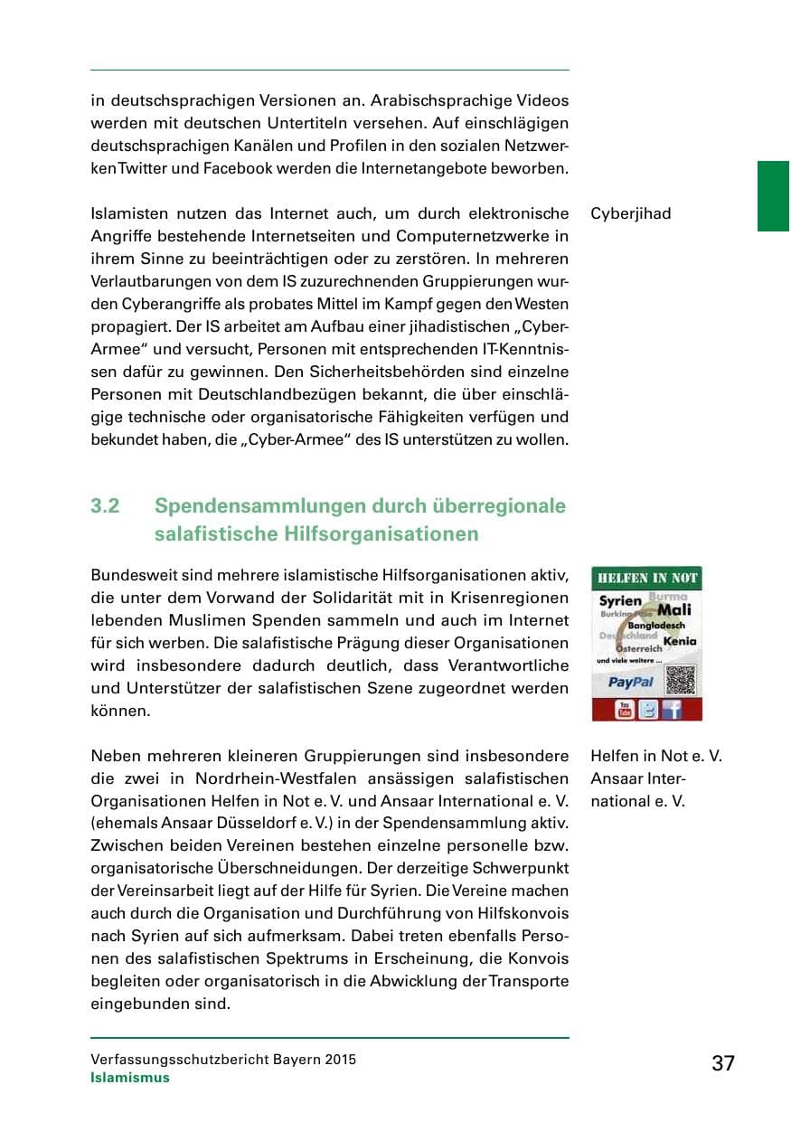 Seite 39 des Verfassungsschutzbericht 2015 Bayern
