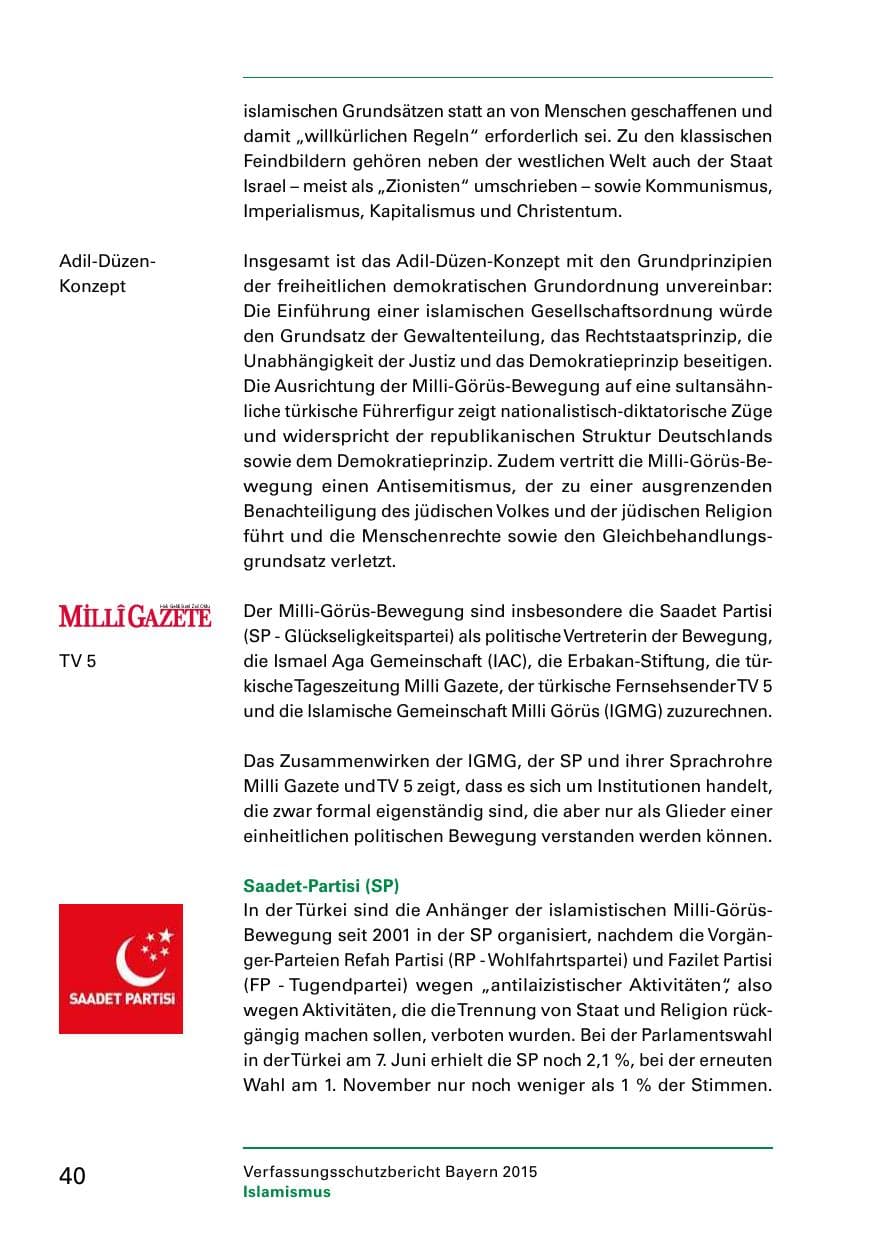 Seite 42 des Verfassungsschutzbericht 2015 Bayern