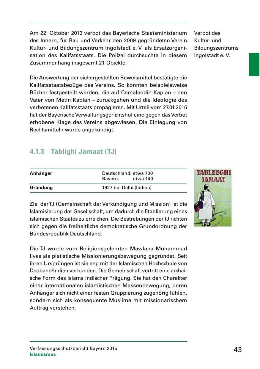 Seite 45 des Verfassungsschutzbericht 2015 Bayern