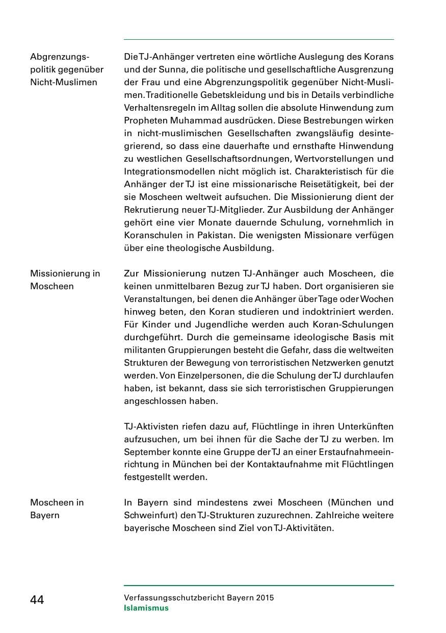 Seite 46 des Verfassungsschutzbericht 2015 Bayern
