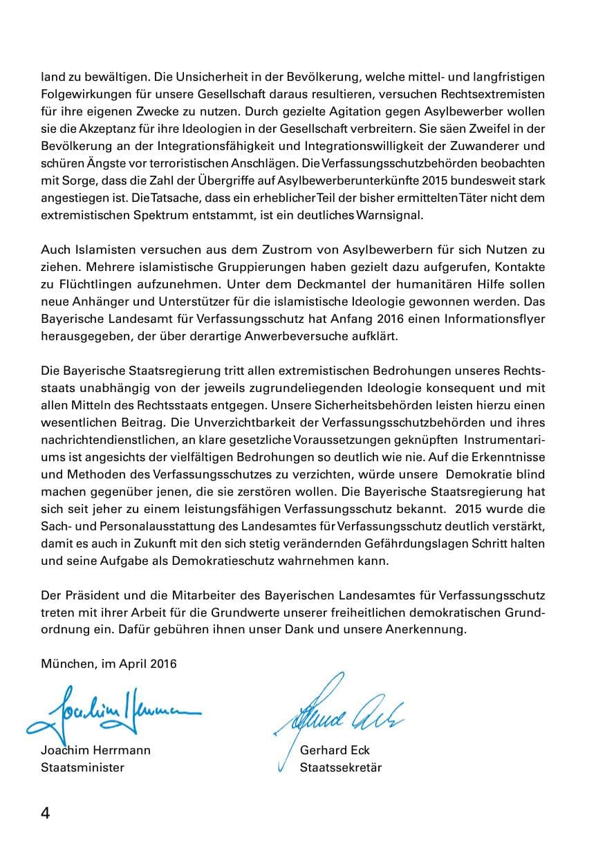 Seite 6 des Verfassungsschutzbericht 2015 Bayern