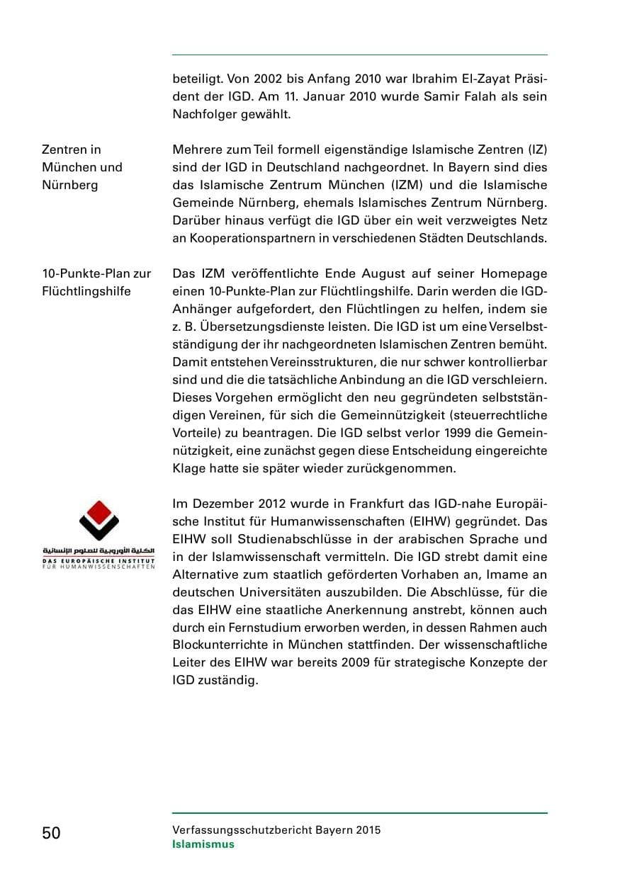 Seite 52 des Verfassungsschutzbericht 2015 Bayern