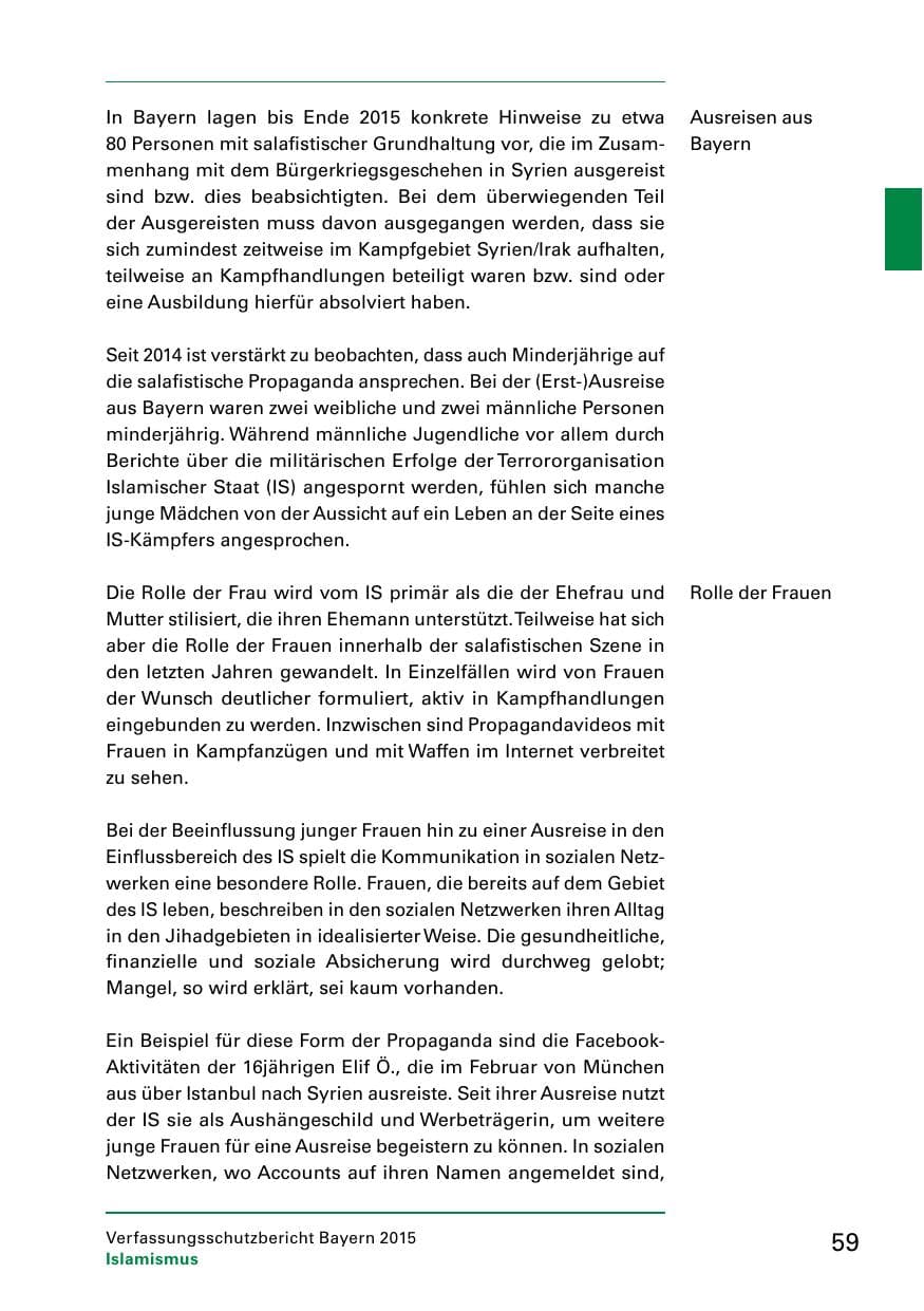 Seite 61 des Verfassungsschutzbericht 2015 Bayern