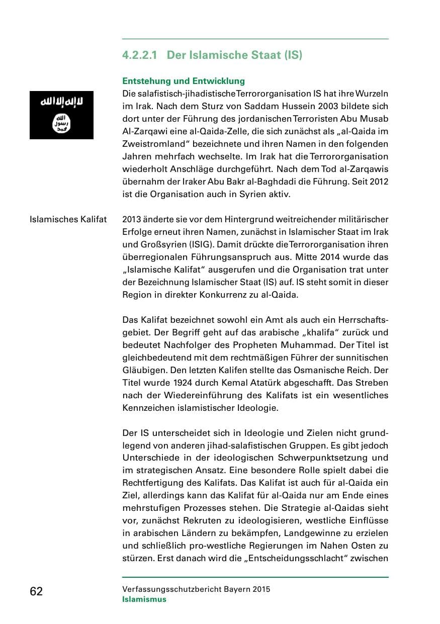 Seite 64 des Verfassungsschutzbericht 2015 Bayern