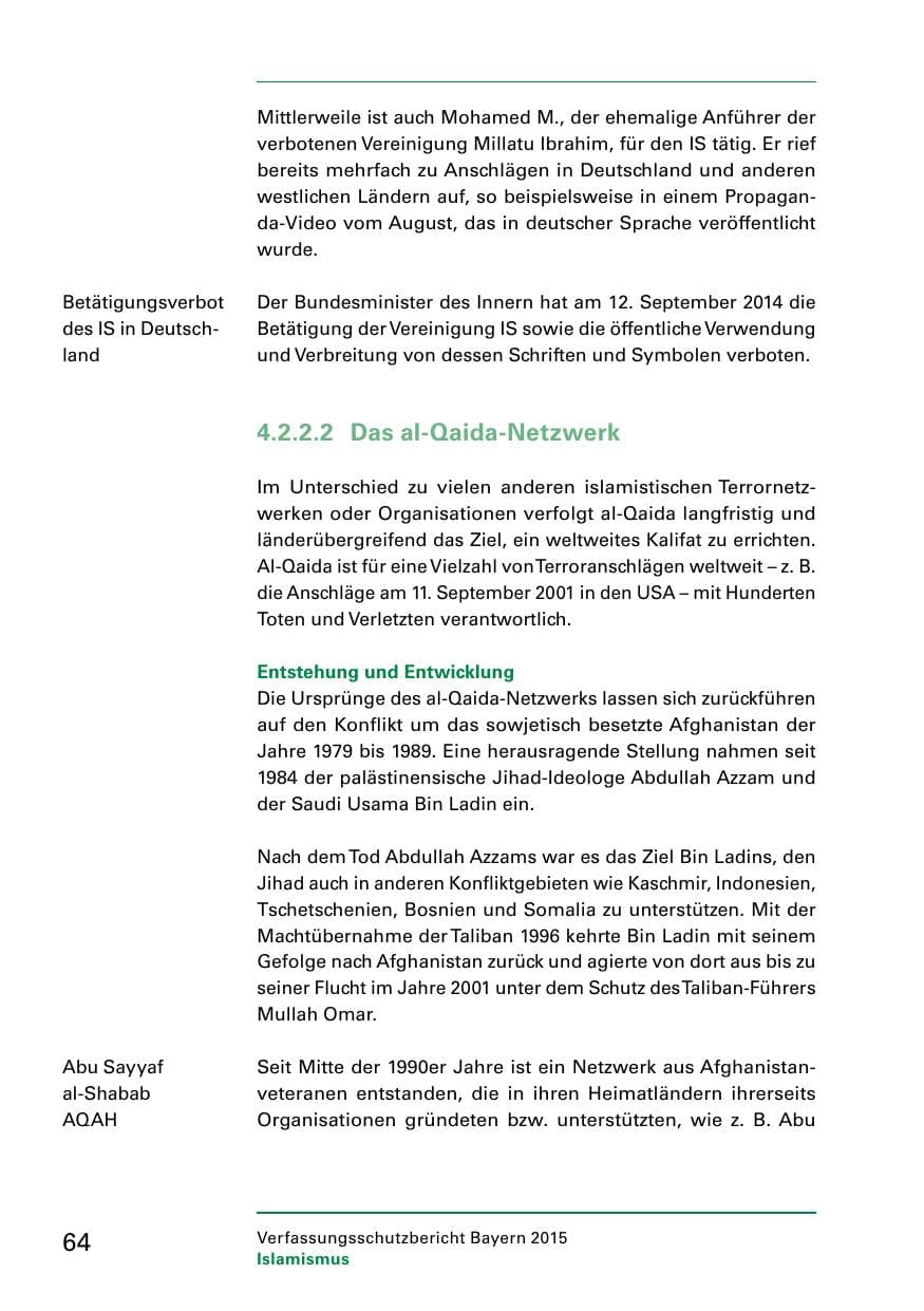 Seite 66 des Verfassungsschutzbericht 2015 Bayern