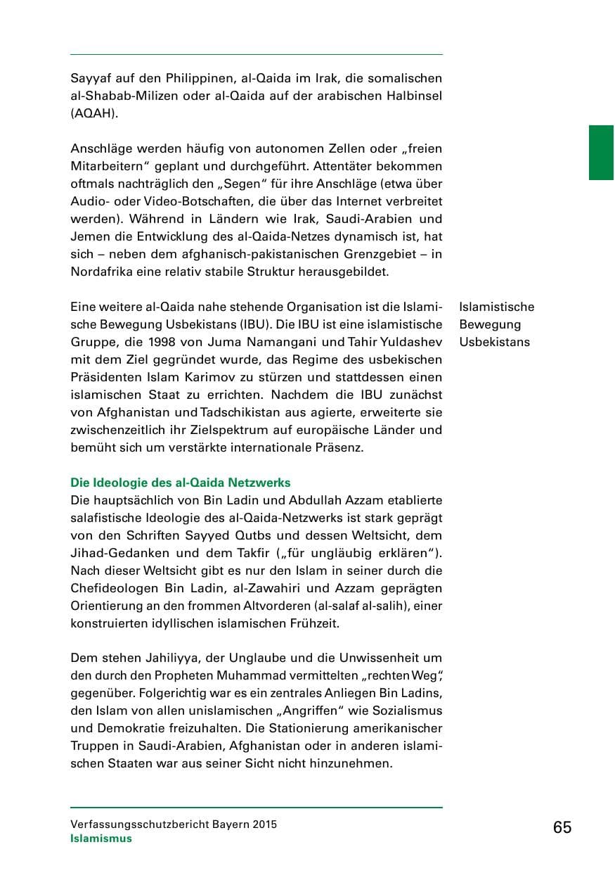 Seite 67 des Verfassungsschutzbericht 2015 Bayern