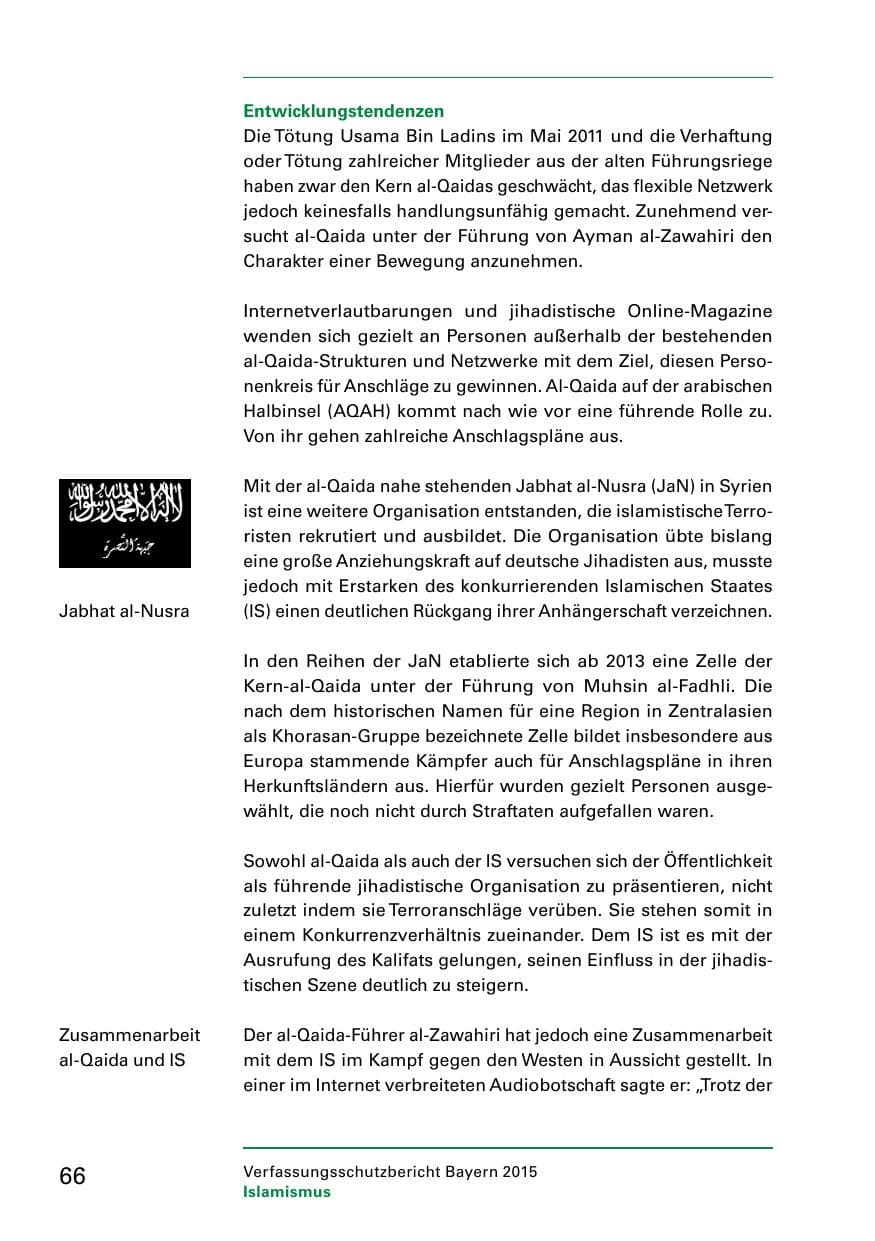 Seite 68 des Verfassungsschutzbericht 2015 Bayern