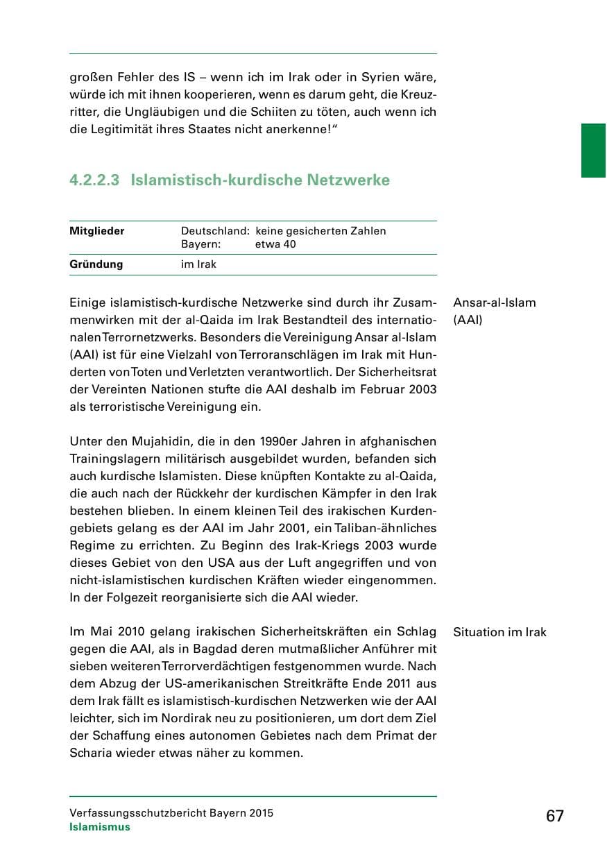 Seite 69 des Verfassungsschutzbericht 2015 Bayern