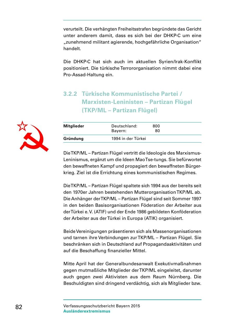 Seite 84 des Verfassungsschutzbericht 2015 Bayern