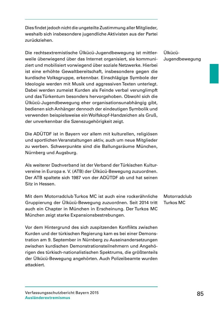 Seite 87 des Verfassungsschutzbericht 2015 Bayern
