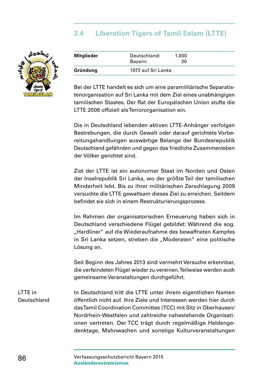 Seite 88 des Verfassungsschutzbericht 2015 Bayern
