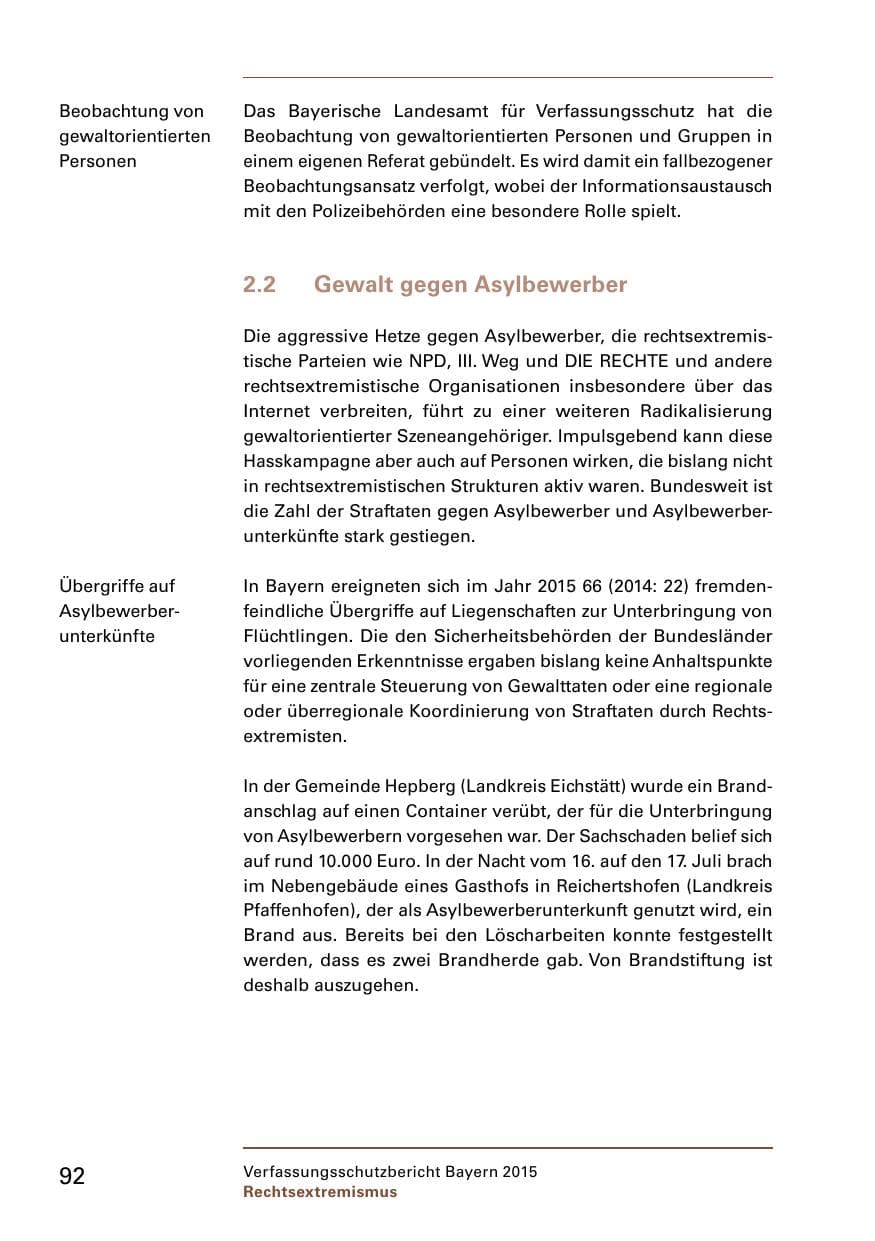 Seite 94 des Verfassungsschutzbericht 2015 Bayern