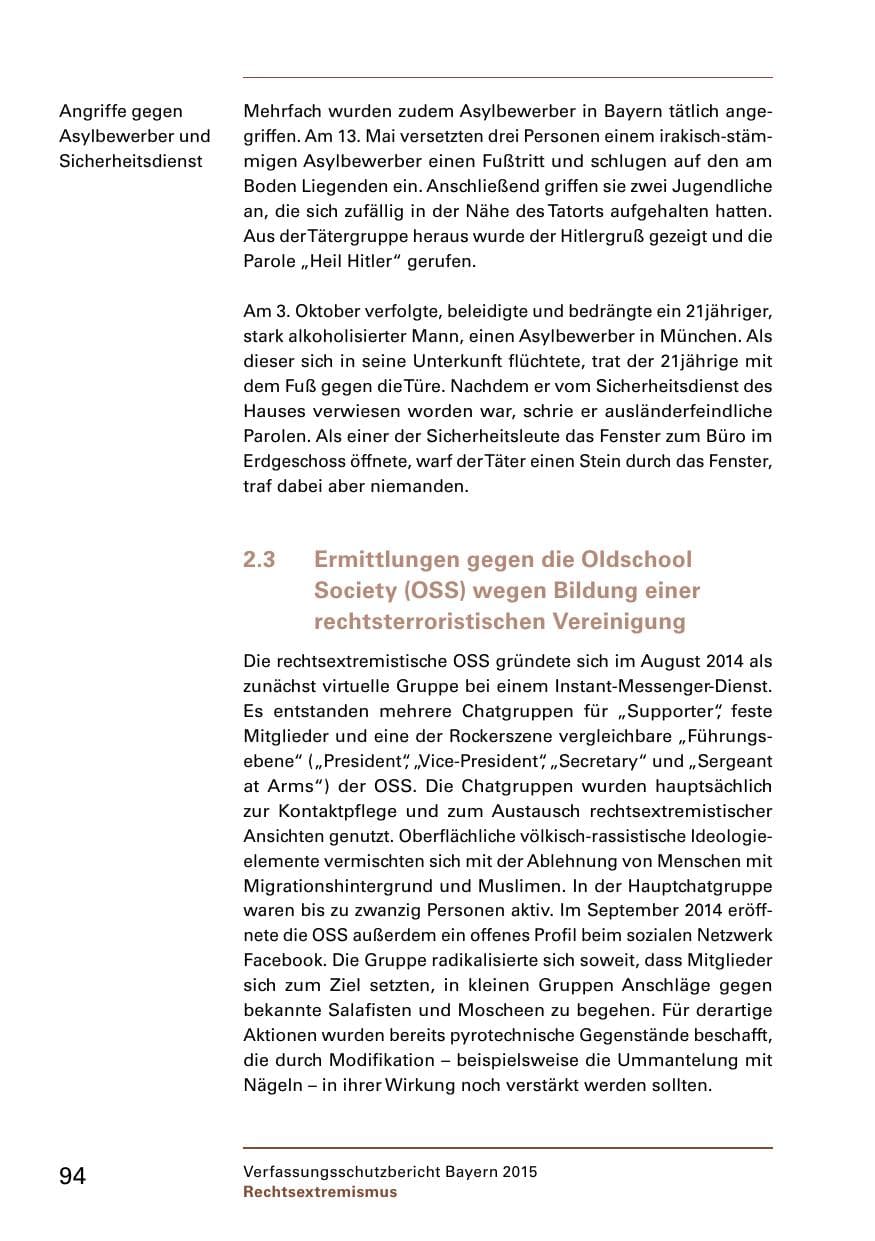 Seite 96 des Verfassungsschutzbericht 2015 Bayern