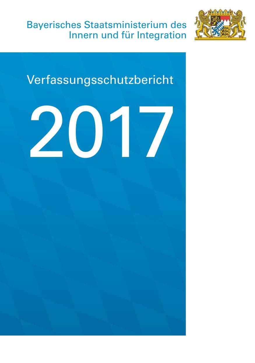Seite 1 des Verfassungsschutzbericht 2017 Bayern