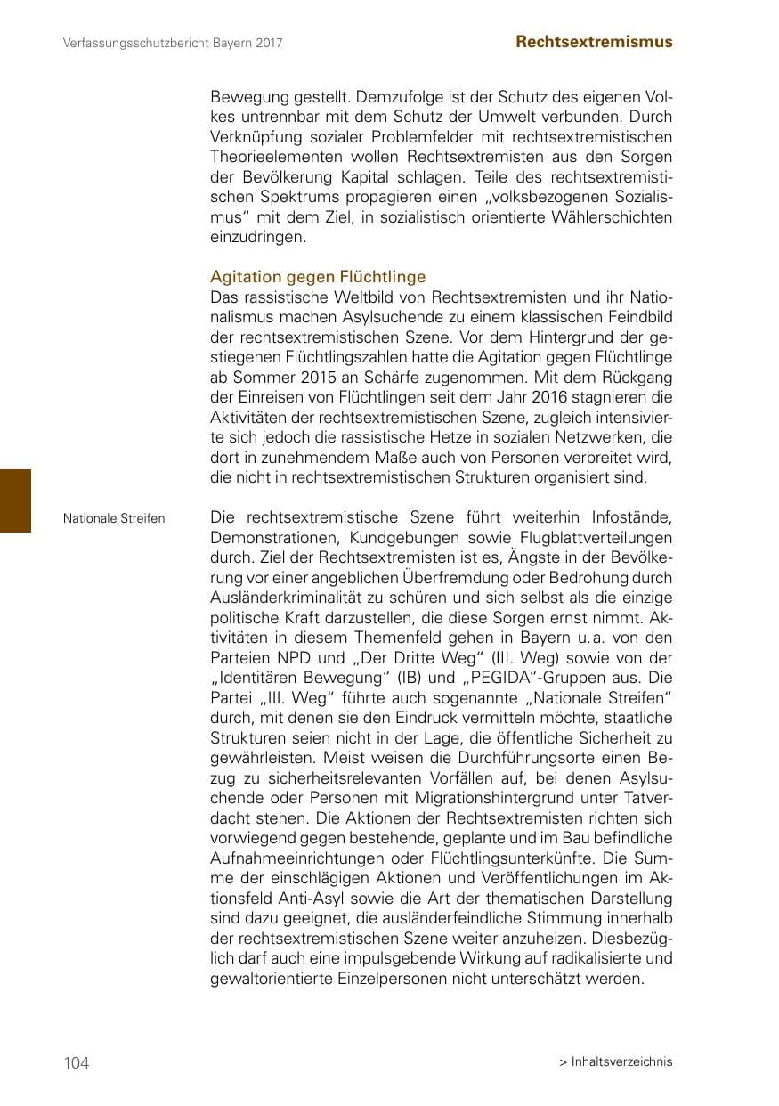 Seite 104 des Verfassungsschutzbericht 2017 Bayern