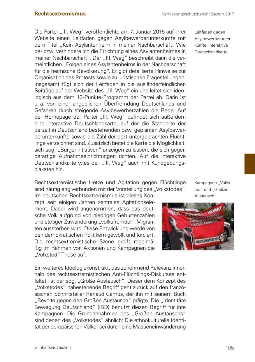 Seite 105 des Verfassungsschutzbericht 2017 Bayern