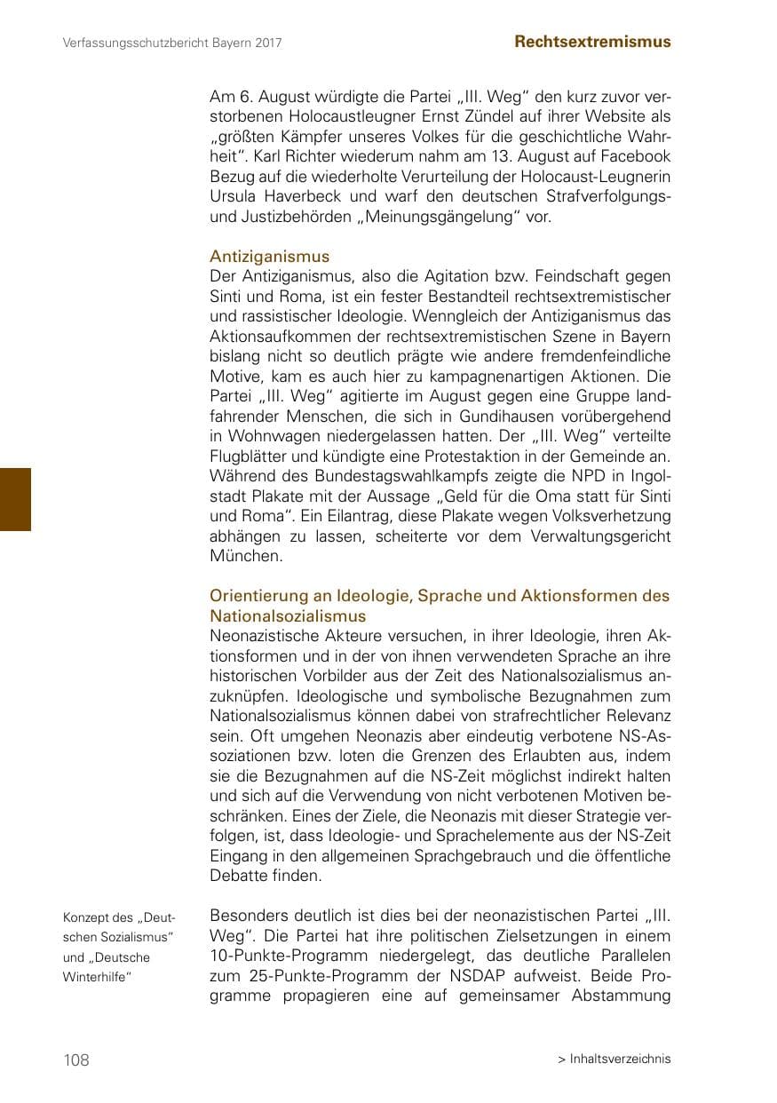 Seite 108 des Verfassungsschutzbericht 2017 Bayern