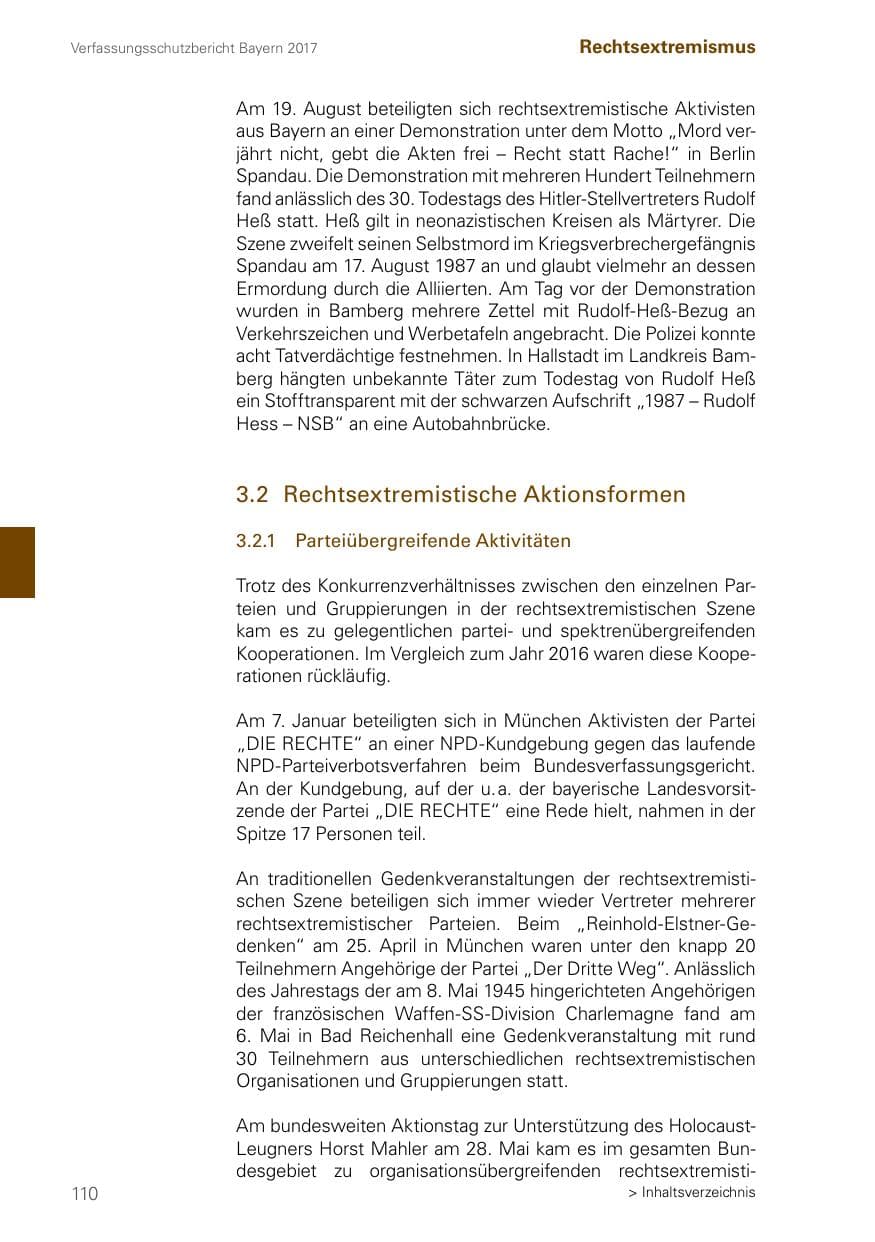 Seite 110 des Verfassungsschutzbericht 2017 Bayern