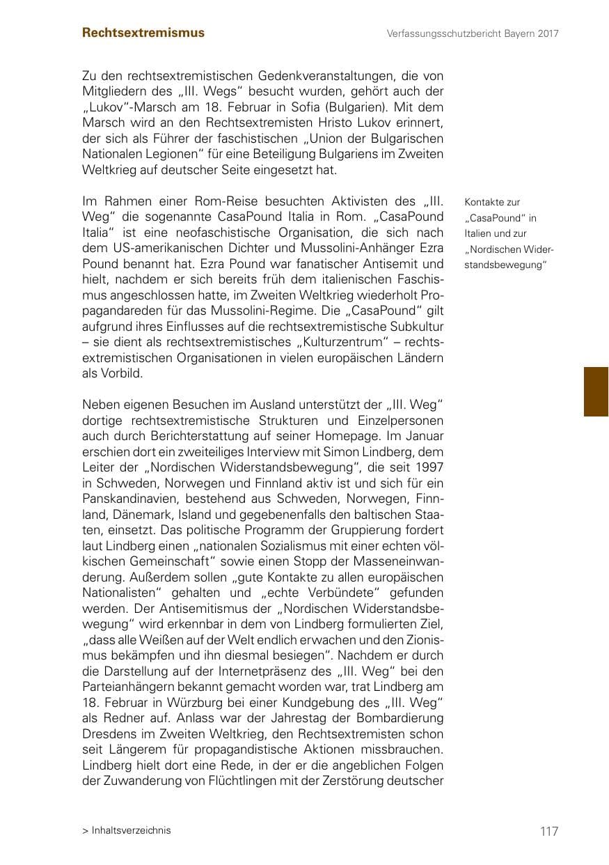 Seite 117 des Verfassungsschutzbericht 2017 Bayern