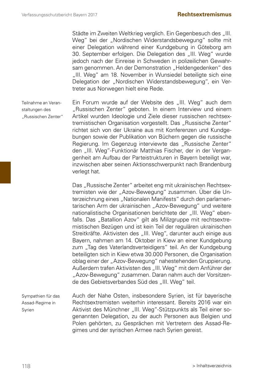 Seite 118 des Verfassungsschutzbericht 2017 Bayern