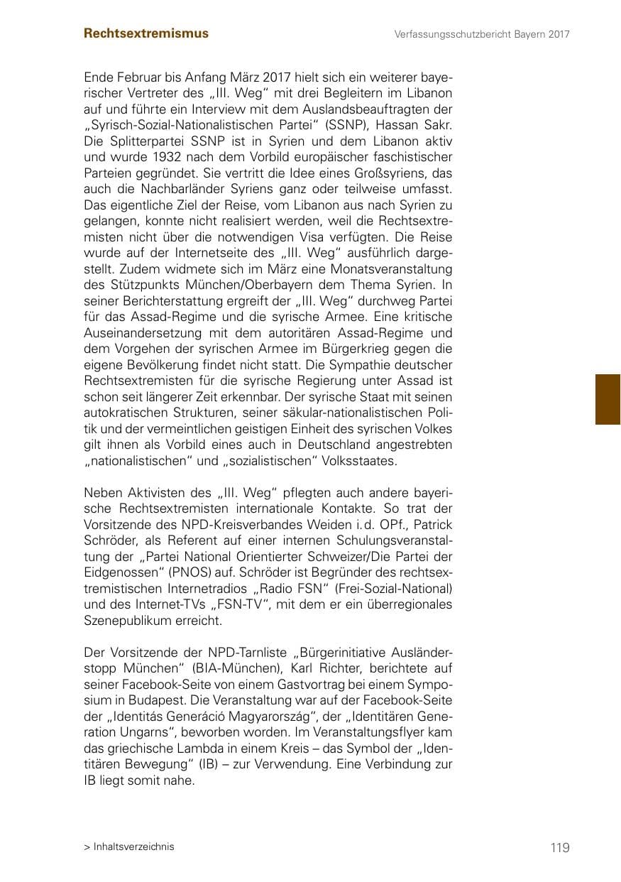 Seite 119 des Verfassungsschutzbericht 2017 Bayern