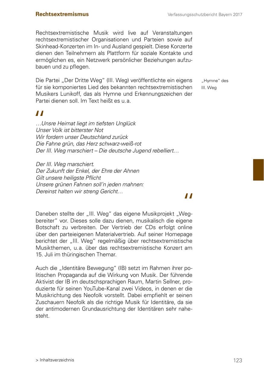 Seite 123 des Verfassungsschutzbericht 2017 Bayern