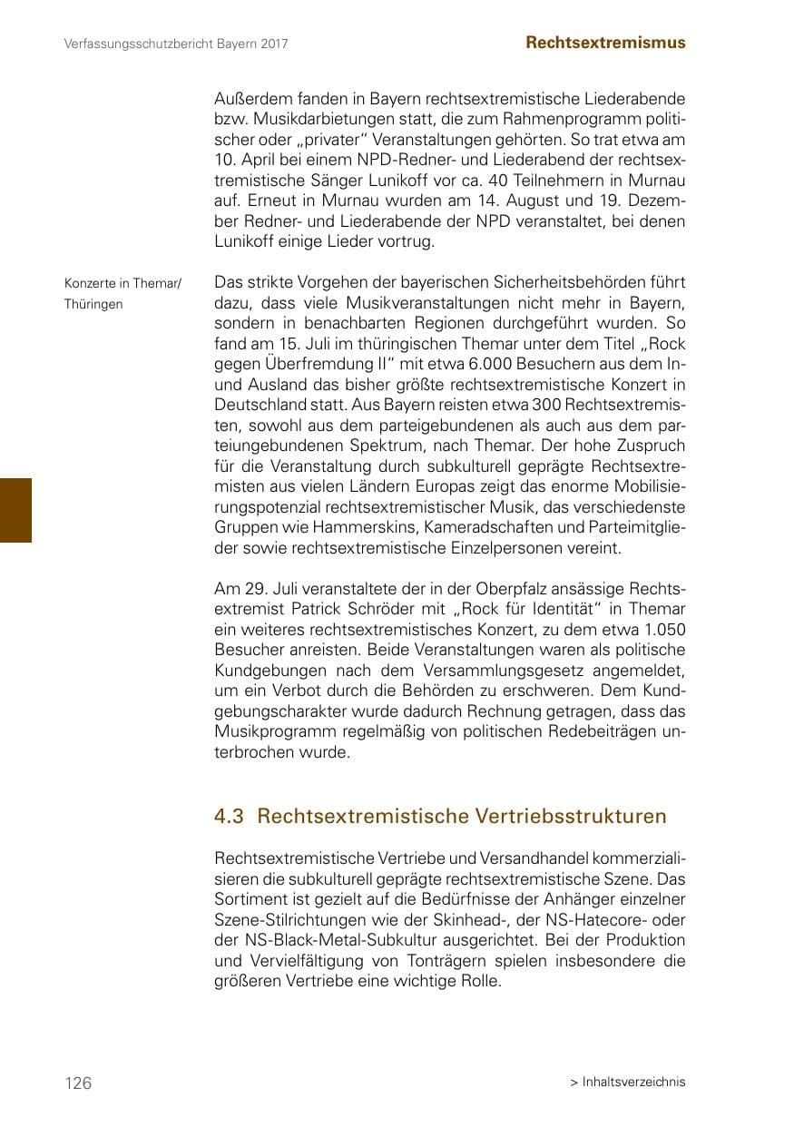 Seite 126 des Verfassungsschutzbericht 2017 Bayern