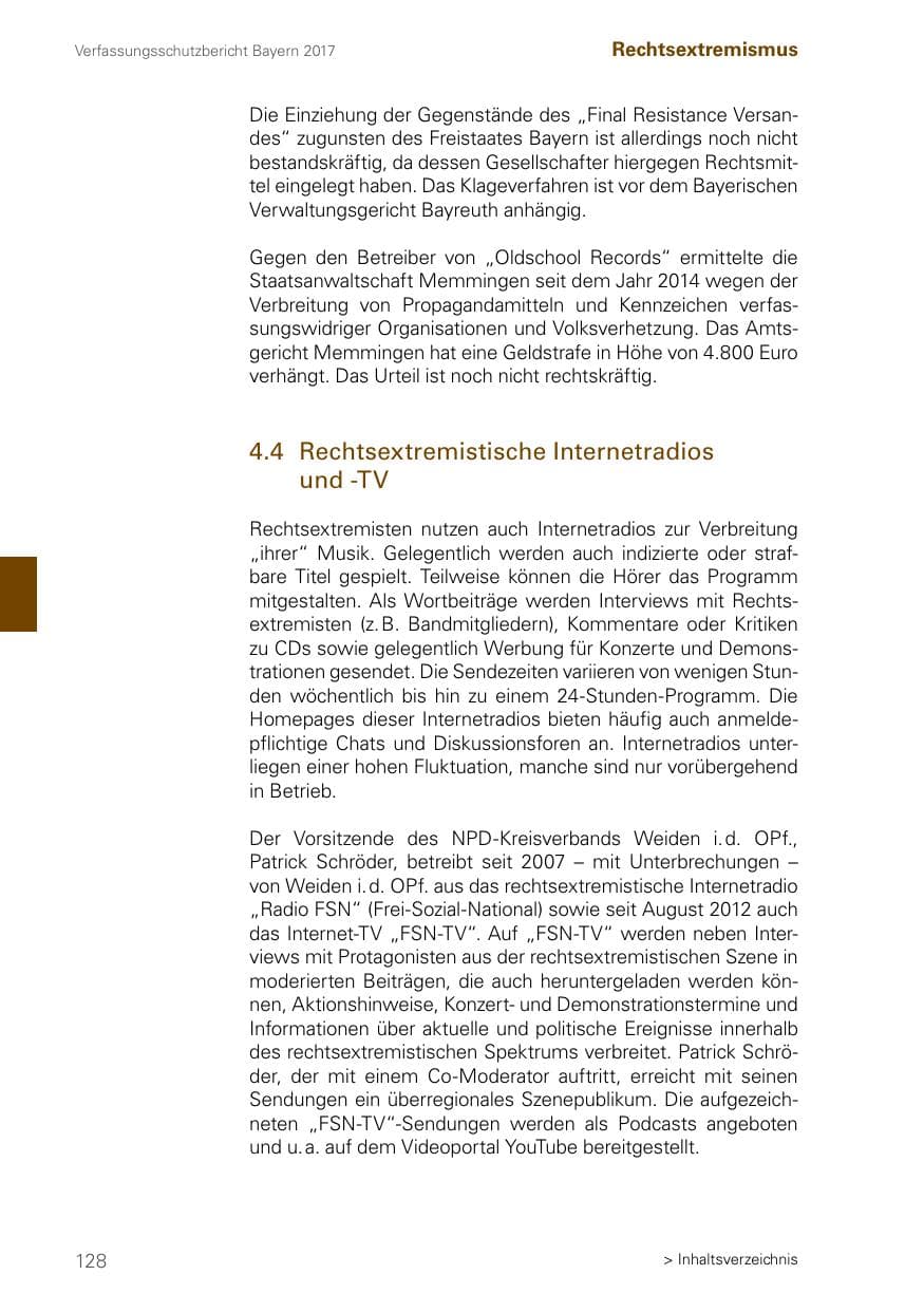 Seite 128 des Verfassungsschutzbericht 2017 Bayern