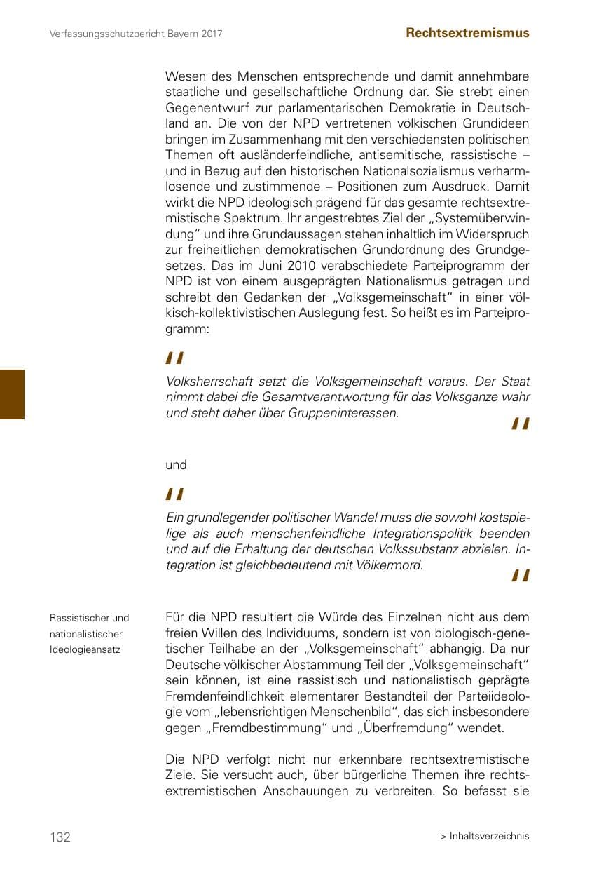 Seite 132 des Verfassungsschutzbericht 2017 Bayern