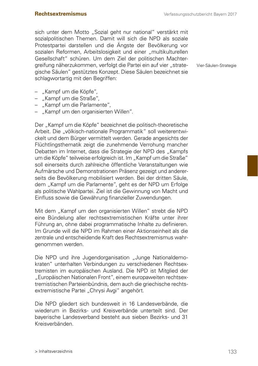 Seite 133 des Verfassungsschutzbericht 2017 Bayern