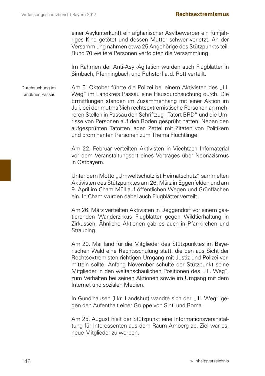 Seite 146 des Verfassungsschutzbericht 2017 Bayern
